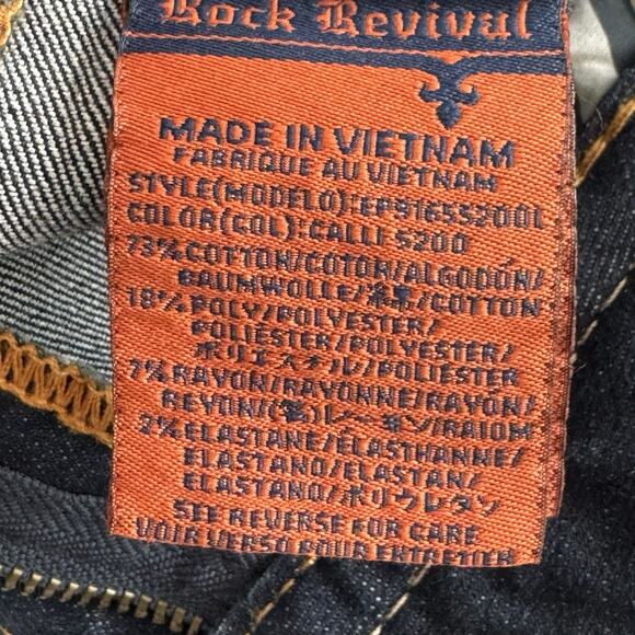 Rock Revival Calli Skinny Jeans Women's Size 30 Blue Embroidered Dark Wash - Picture 14 of 14